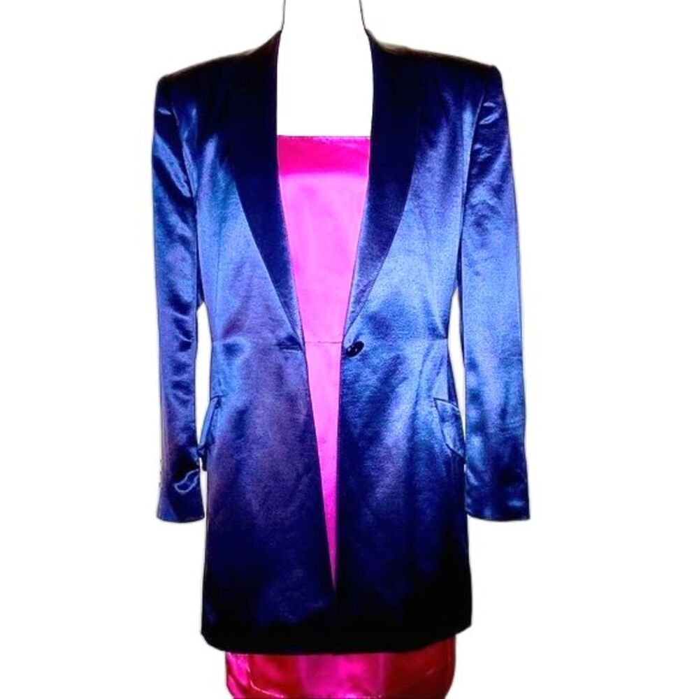 Vintage 80s Escada by Margaretha Ley Wool/Silk Blend Long Blazer Jacket Sz M/L